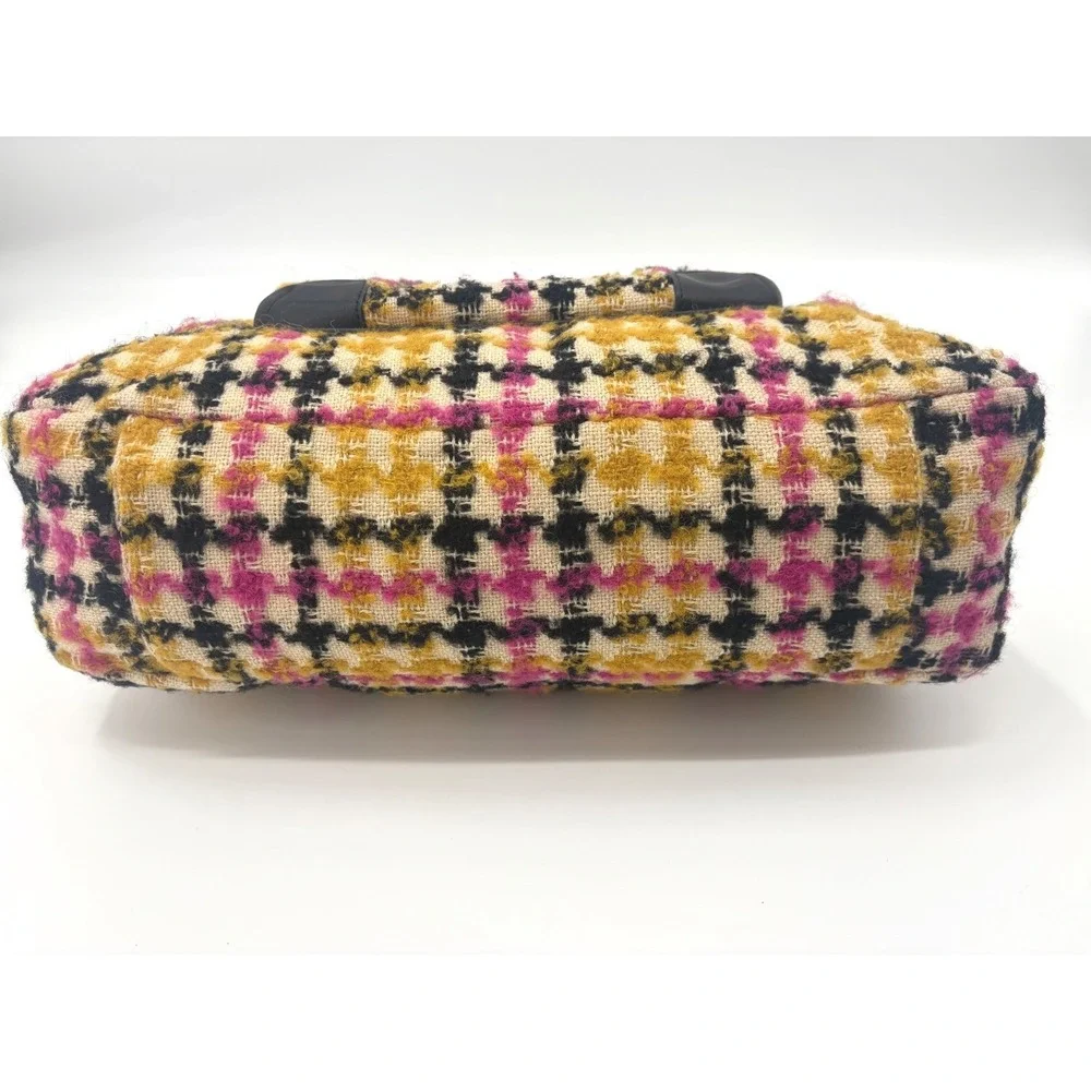 Coach Emma Wool‎ Tweed Tote F25083 Multicolor Leather Trim Shoulder Bag